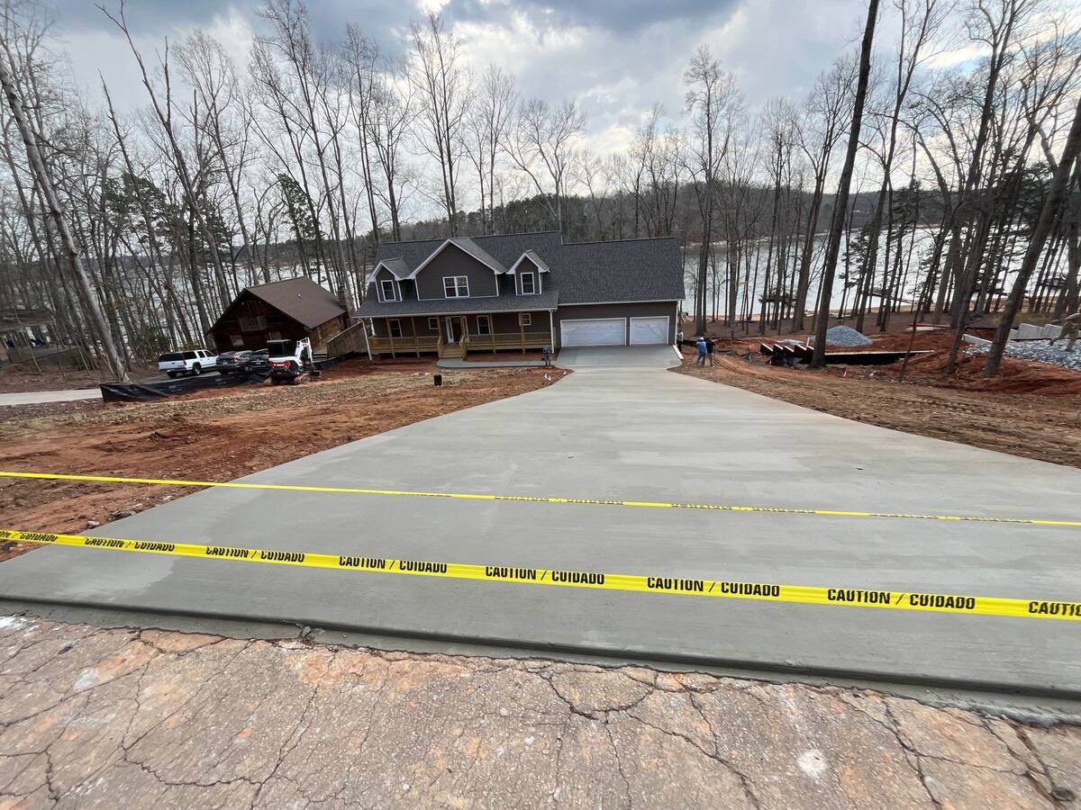 Finished concrete driveway