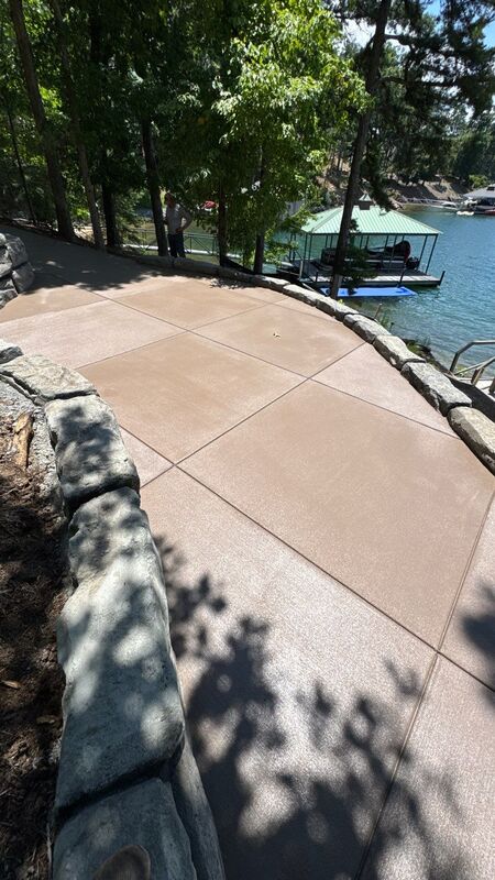 Lakeside concrete patio